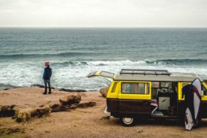 Vintage camper van by the ocean 5