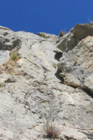 Eine Kletterroute in Beuda, Katalonien