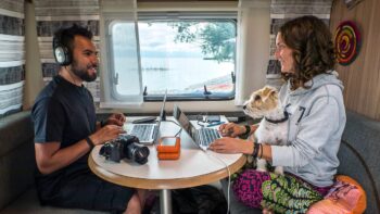 Autarker Wohnwagen arbeiten unterwegs EFOY COMFORT