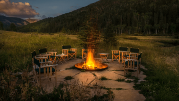 Glamping weltweit: Gemuetliche Feuerstelle in der Wildnis im Dunton River Camp