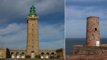 Ein Turm und Leuchtturm am Cap Fréhel in der Bretagne