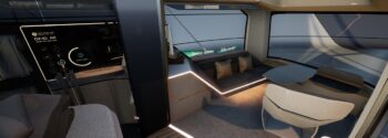 Die Fahrerkabine im autonomen Wohnmobil von Hymer