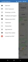 Menü der ADAC Camping-App
