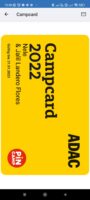 Die mobile Campcard in der ADAC Campingführer App