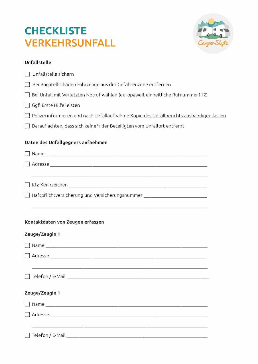 Checkliste Unfall Seite 1