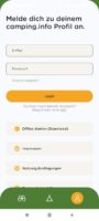 Die Login-Seite der camping.info-App
