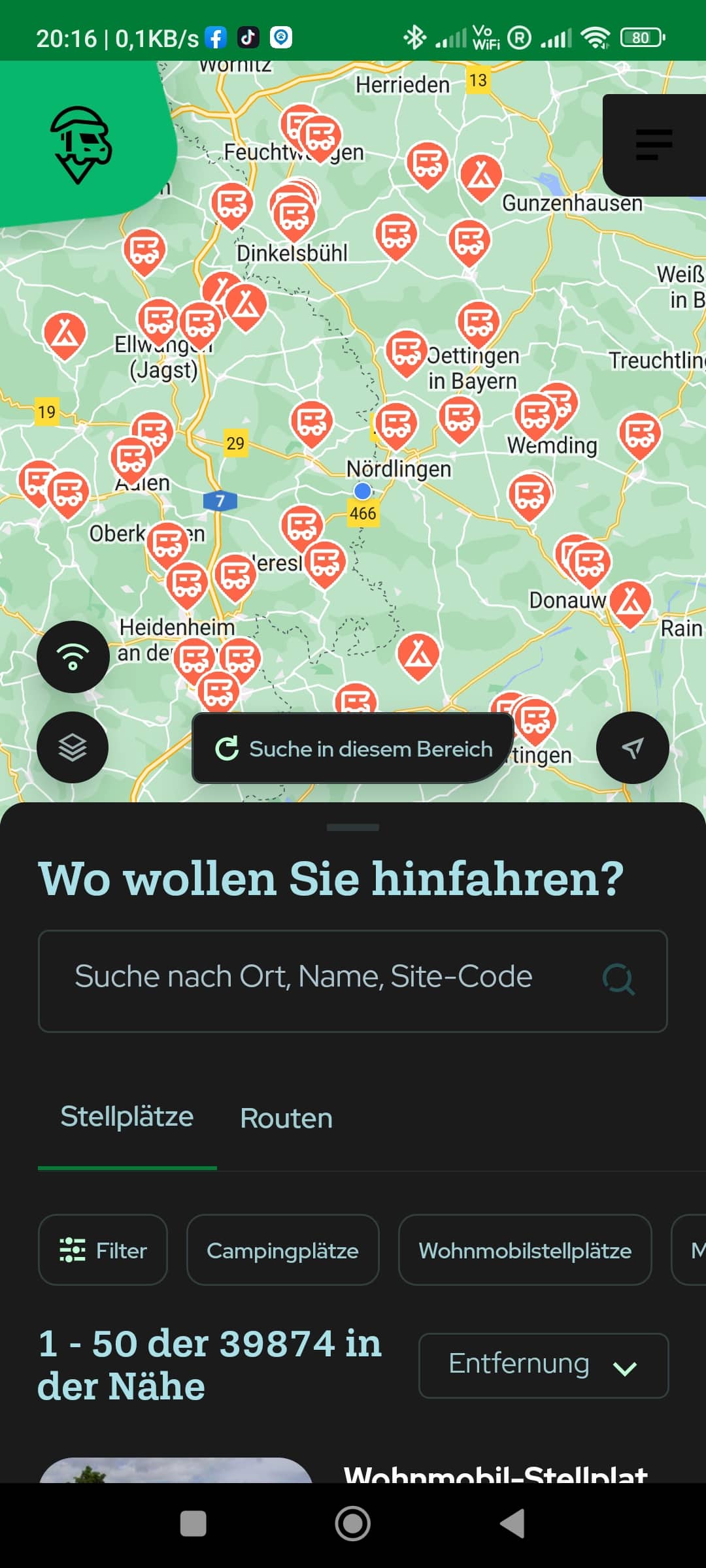 Camping Apps Campercontact Karte
