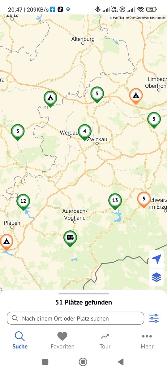 Camping Apps promibil Karte
