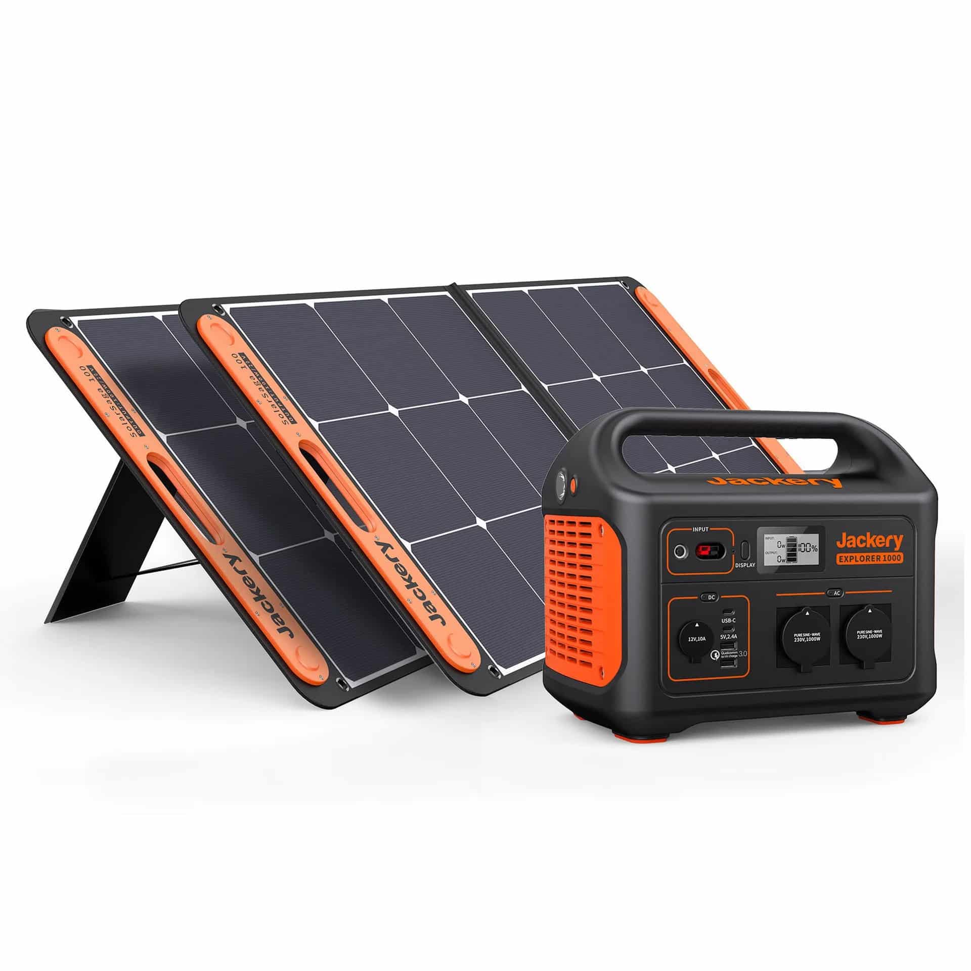 Jackery Explorer 1000 mit zwei Solarpanelen SolarSaga 100