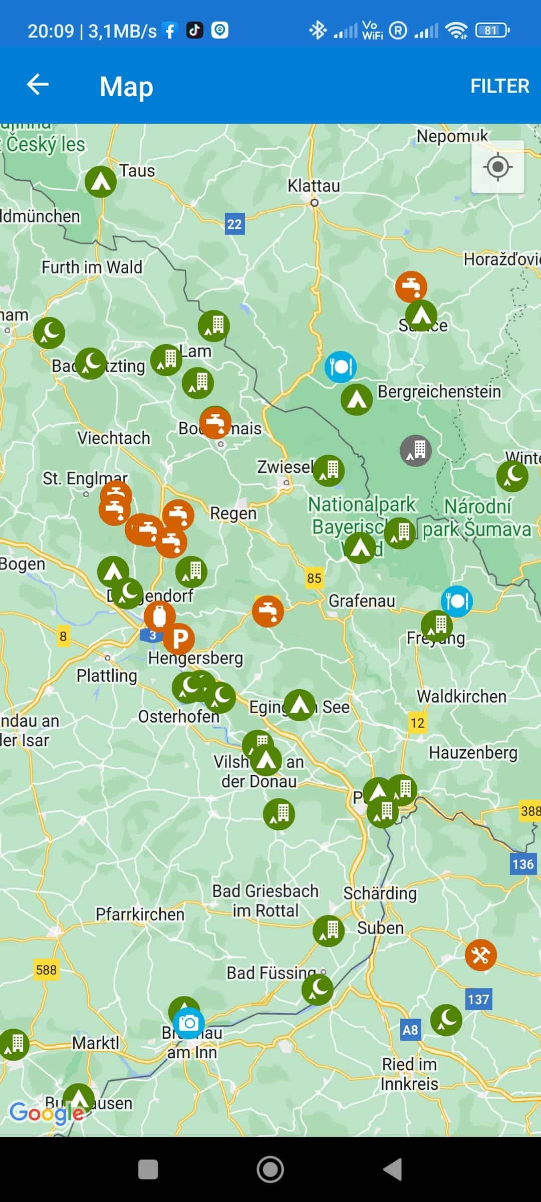 Camping Apps iOverlander Karte
