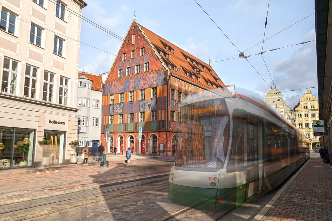 Camping in Augsburg Strassenbahn