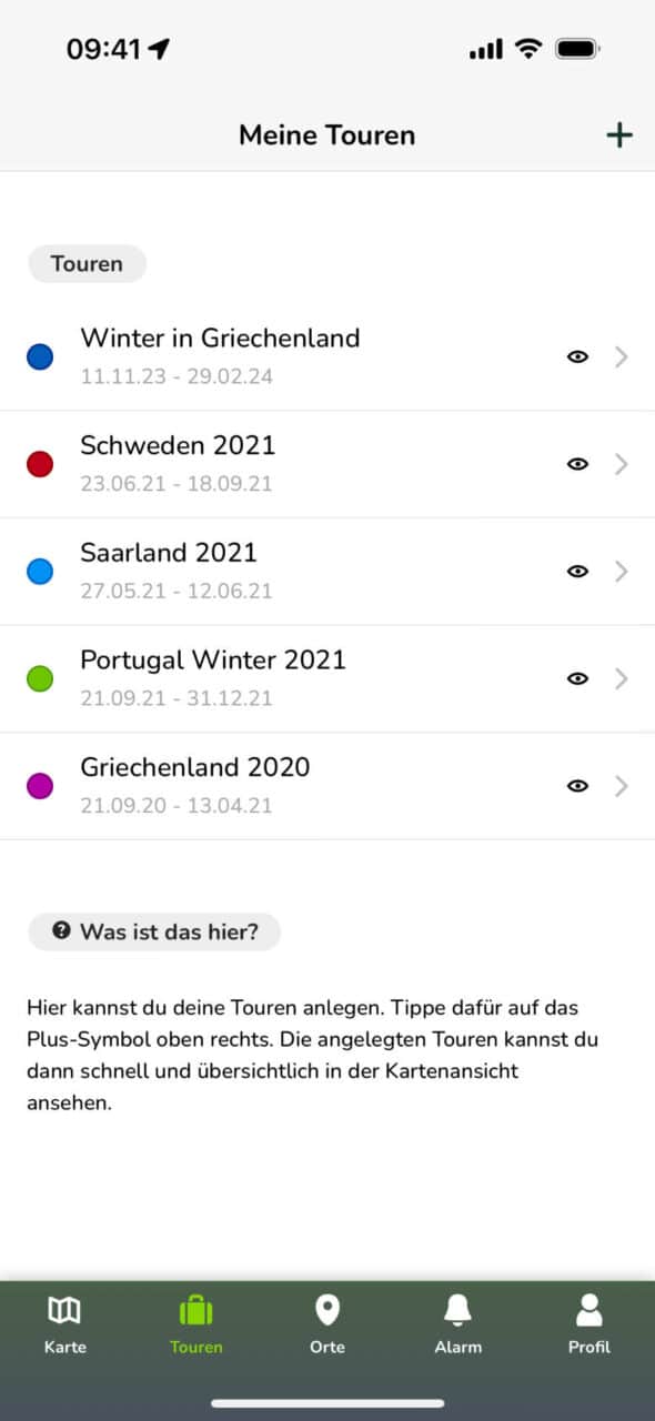 app screenshot tours list