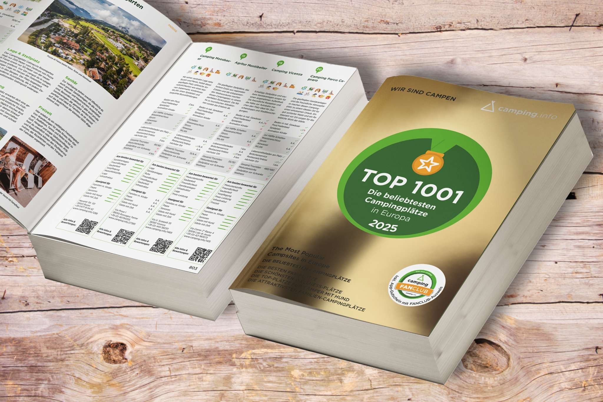 Die 1001 beliebtesten Campingplätze Europas in einem „Goldenen Buch“ – der neue Campingführer von camping.info