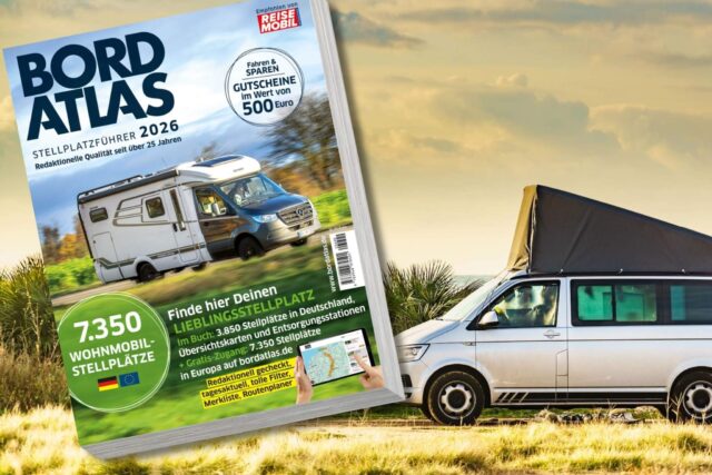 Die besten Wohnmobil-Stellplätze 2026 – jetzt zum Vorzugspreis incl. digitalem Zugang und Geschenk 142 wohnmobil stellplaetze bordatlas reisemobil international
