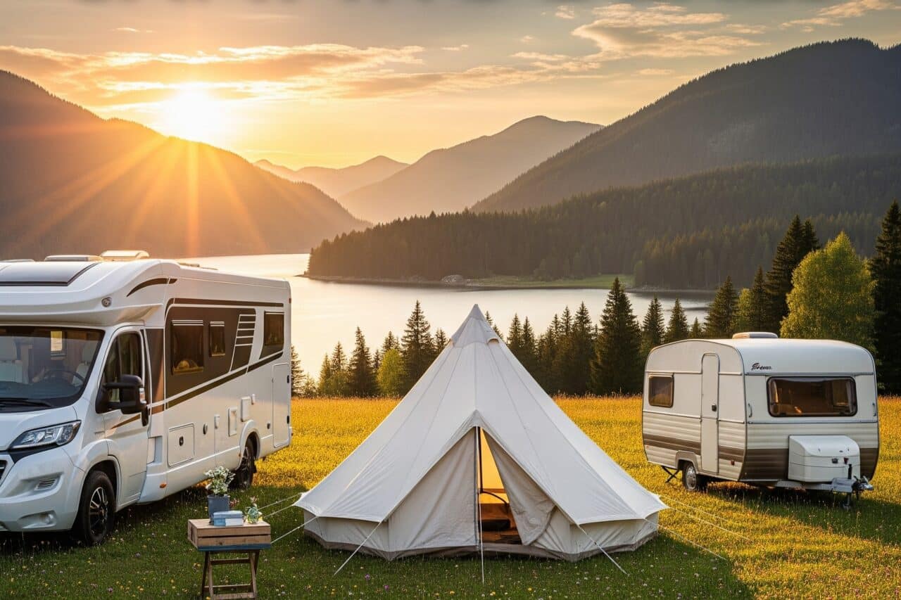 Camping mit Zelt, Wohnwagen oder Wohnmobil