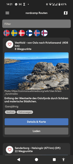 nordcamp app routenvorschlaege