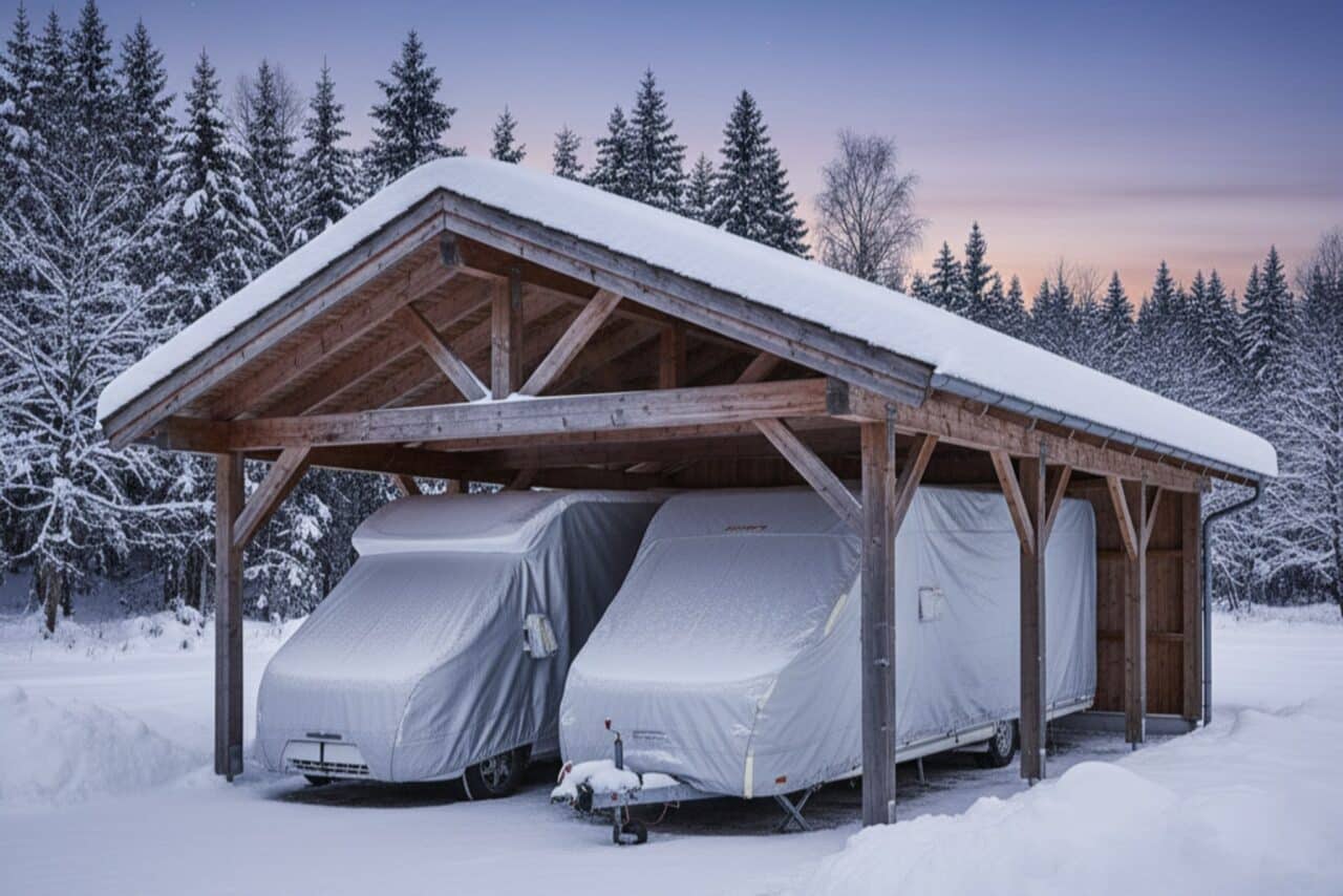 Abdeckplane Schutzhülle für Wohnwagen und Wohnmobil für die Winterpause