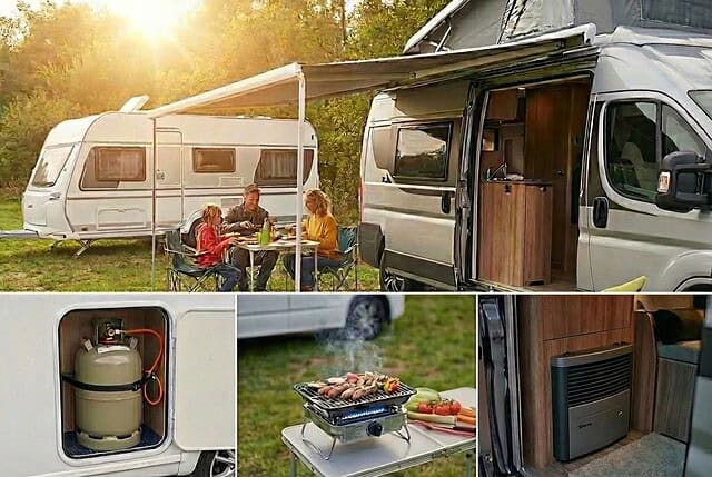 Wohnmobil mit Außenküche und Grill für Camping & Roadtrip.
