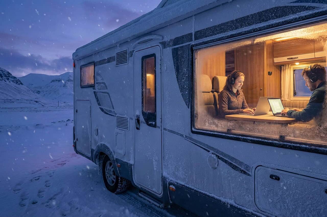 wintercamping digital nomad