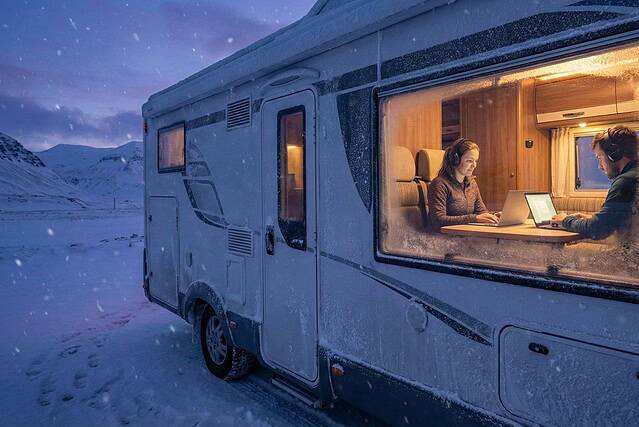 wintercamping digital nomad