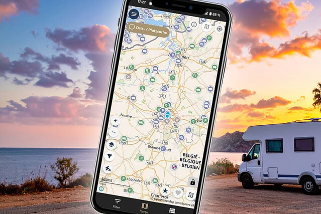 Camping-App Stellplatz am Meer